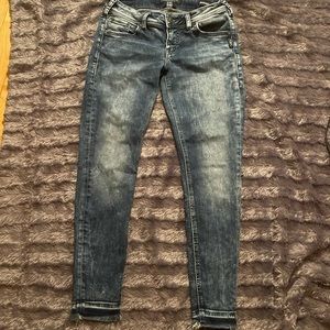 Acid Wash Silver Brand Ankle Jeans, Size 28